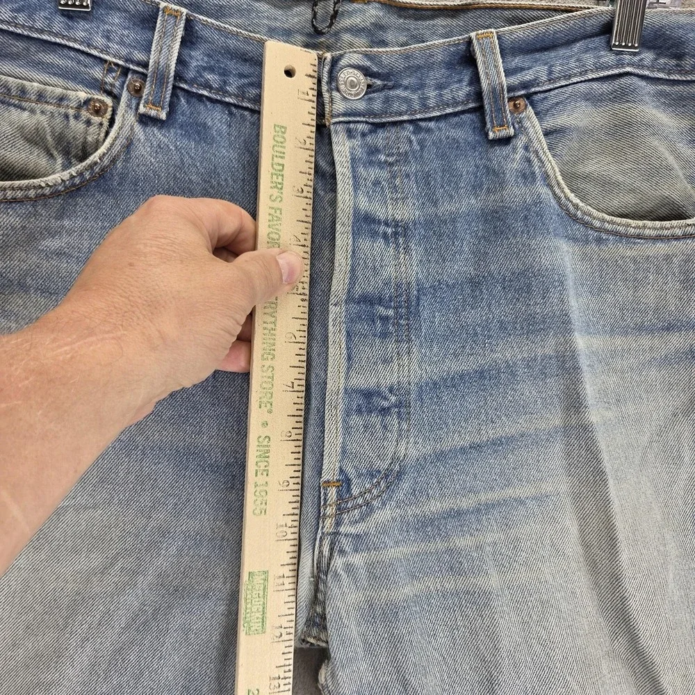 Vintage Levis 501 Jeans Mens Blue Straight Button Fly USA Altered Hem Fits 36x27